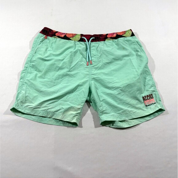Scotch & Soda Mens Aloha Blue Printed Waistband Swim Shorts Sz XL Stains - Picture 1 of 13